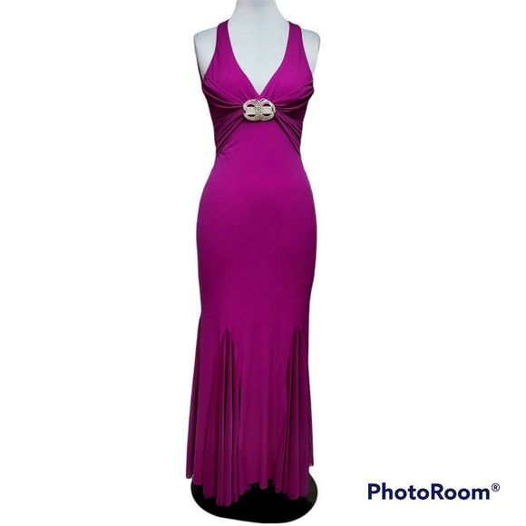 Mary L Couture 4 Elegant Evening Gown Open Back Formal Dress Rhinestone‎ Detail - Picture 2 of 12